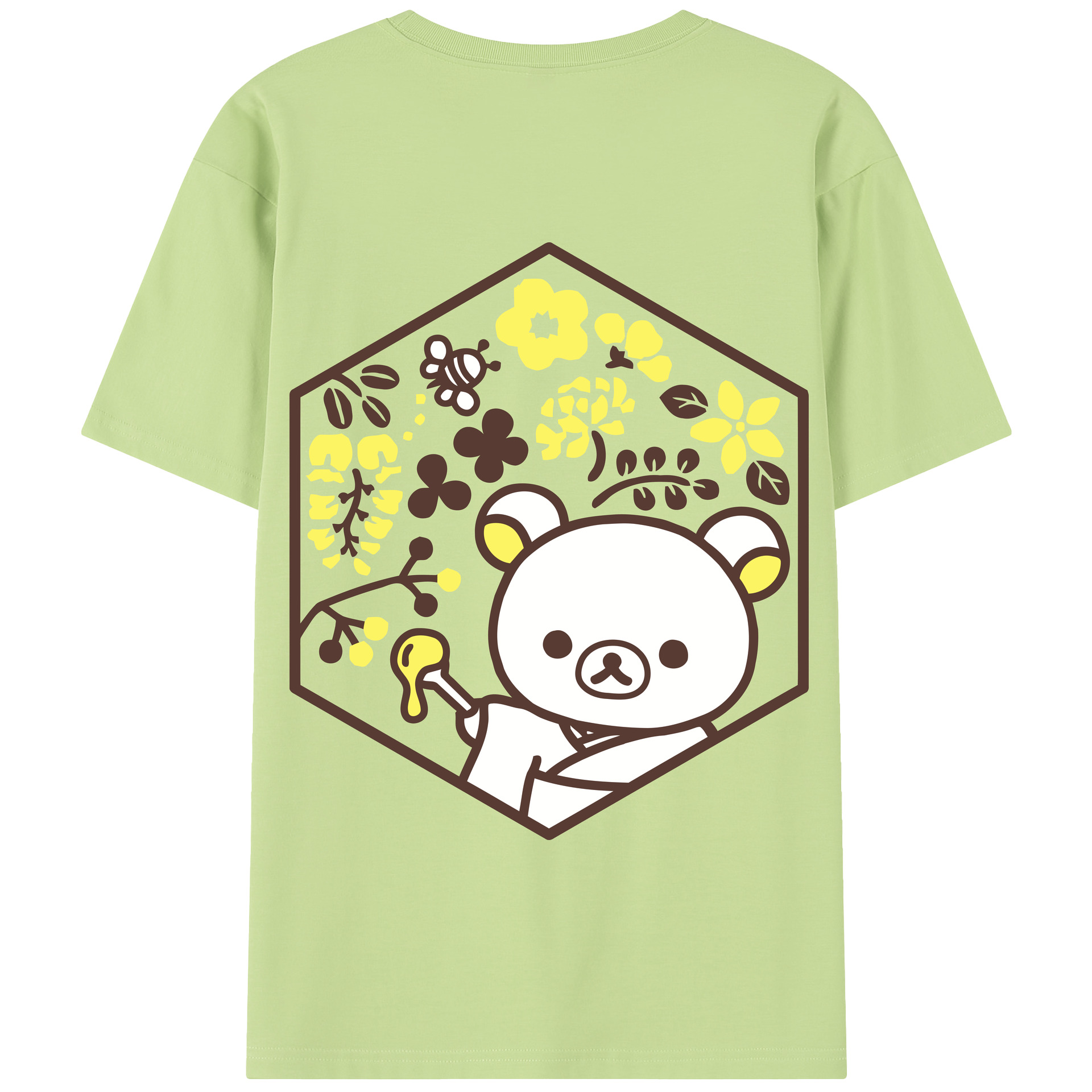 （画像用） リラックマ リラックマ キイロイトリ Rilakkuma Korilakkuma Kiiroitori 綿100％半袖Tシャツ（背面プリント）